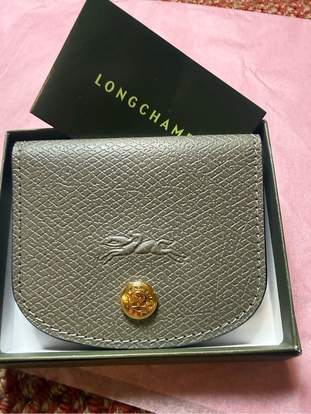 Longchamp Épure Leather Card Case in Turtledove